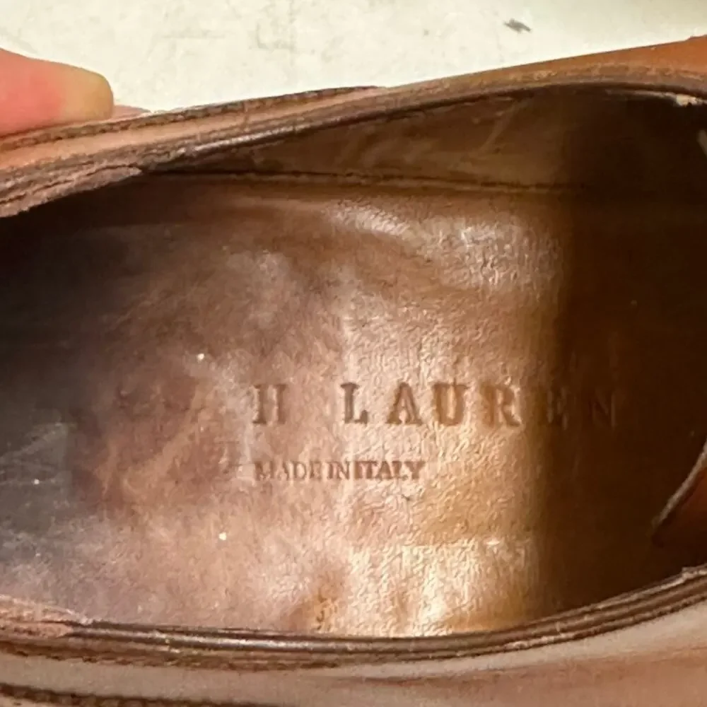 FULLY RESOELD Ralph Lauren Purple Label Wingtip Oxford Calf Made in Itely 8.5 D